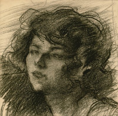 Porträt einer jungen Frau, leicht erhobenes Kinn, ca. 1900 von Albert de Belleroche